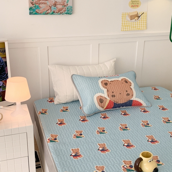 91家纺网 家纺一手货源 找家纺 昔可 2023新款床笠款乳胶凉席 你好熊宝