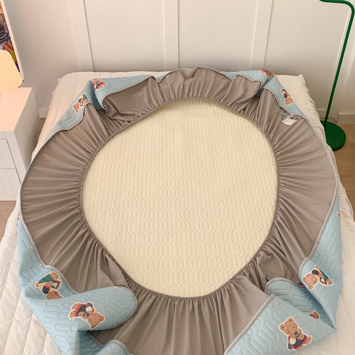 91家纺网 家纺一手货源 找家纺 昔可 2023新款床笠款乳胶凉席 你好熊宝