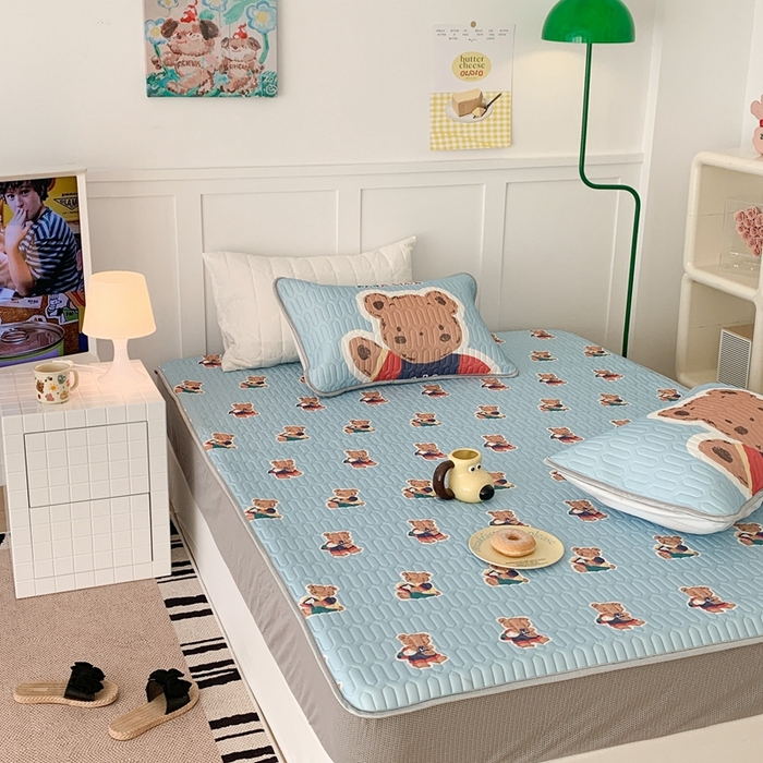 91家纺网 家纺一手货源 找家纺 昔可 2023新款床笠款乳胶凉席 你好熊宝