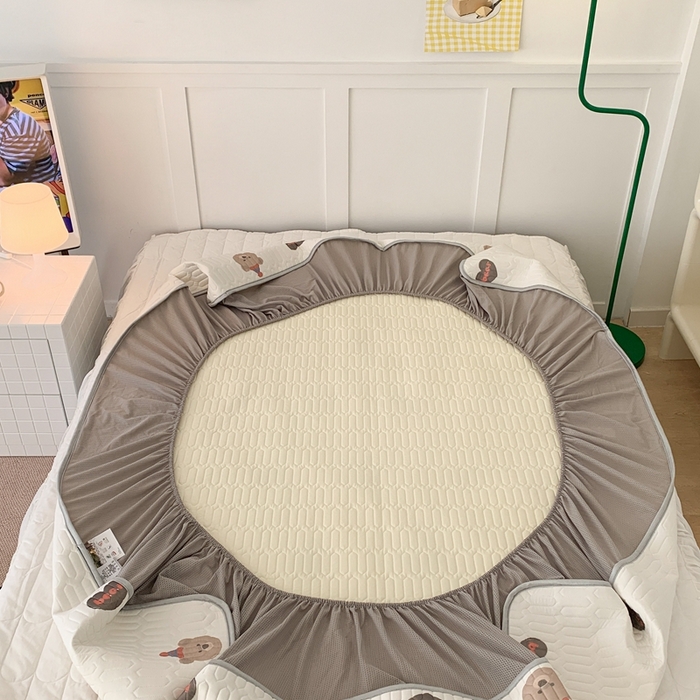 91家纺网 家纺一手货源 找家纺 昔可 2023新款床笠款乳胶凉席 油画爱心生日熊