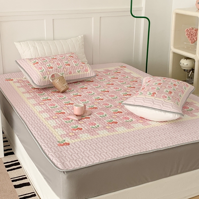 91家纺网 家纺一手货源 找家纺 昔可 2023新款床笠款乳胶凉席 樱桃郁金香