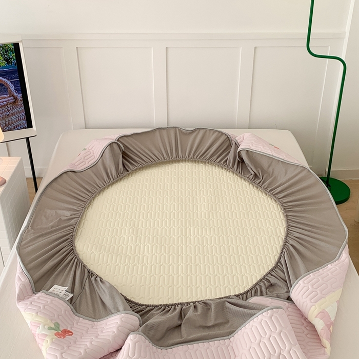 91家纺网 家纺一手货源 找家纺 昔可 2023新款床笠款乳胶凉席 樱桃郁金香