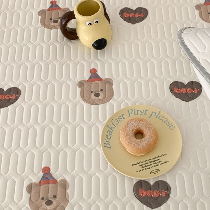 91家纺网 家纺一手货源 找家纺 昔可 2023新款床笠款乳胶凉席 油画爱心生日熊