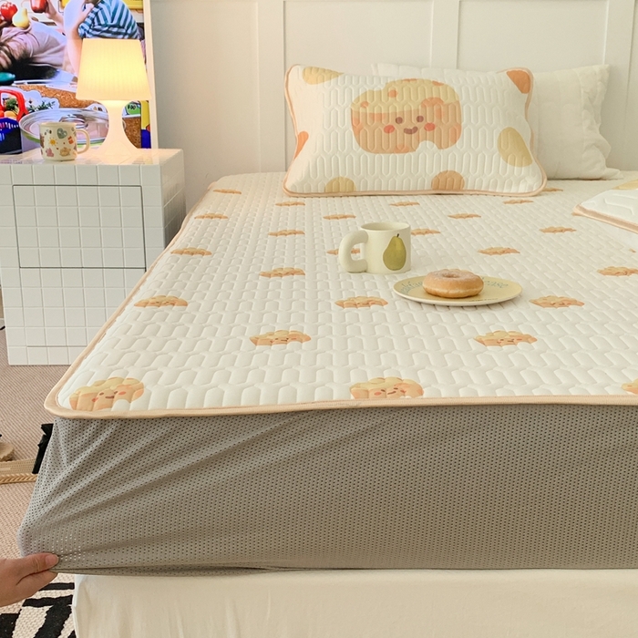 91家纺网 家纺一手货源 找家纺 昔可 2023新款床笠款乳胶凉席 芝士奶酪