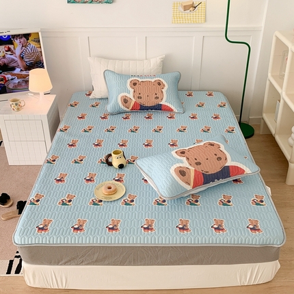 91家纺网 家纺一手货源 找家纺 昔可 2023新款床笠款乳胶凉席 你好熊宝