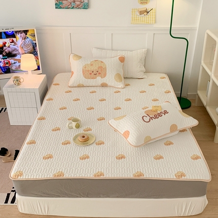 91家纺网 家纺一手货源 找家纺 昔可 2023新款床笠款乳胶凉席 芝士奶酪