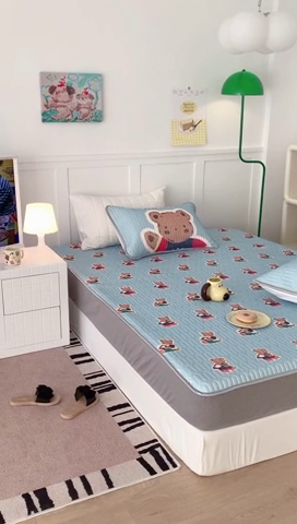 91家纺网 家纺一手货源 找家纺 昔可 2023新款床笠款乳胶凉席 你好熊宝