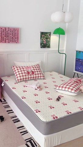 91家纺网 家纺一手货源 找家纺 昔可 2023新款床笠款乳胶凉席 一口樱桃甜