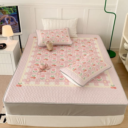 昔可 2023新款床笠款乳胶凉席 樱桃郁金香