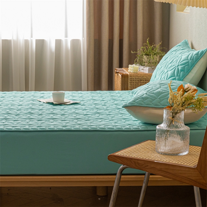 91家纺网 家纺一手货源 找家纺 鑫钰 2023新款A类母婴级大豆夹棉床笠 圆梦-薄荷绿