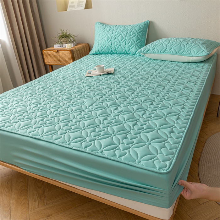 91家纺网 家纺一手货源 找家纺 鑫钰 2023新款A类母婴级大豆夹棉床笠 圆梦-薄荷绿