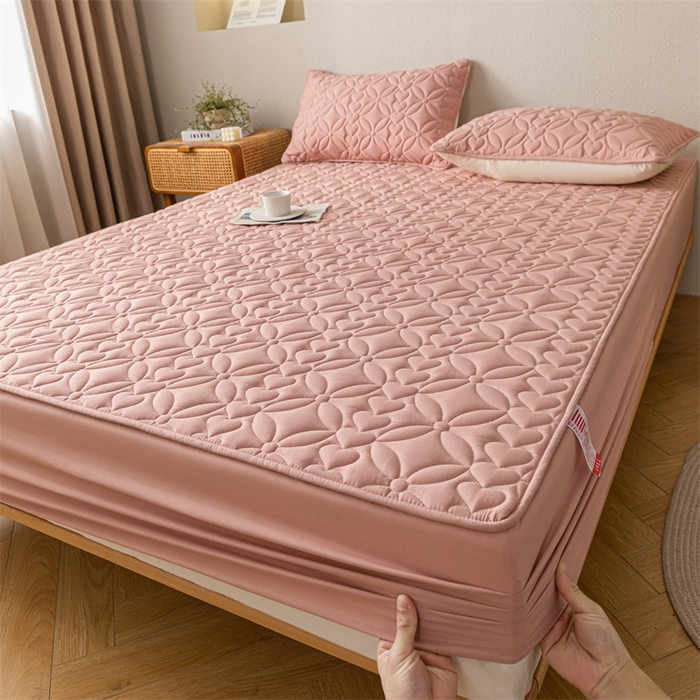 91家纺网 家纺一手货源 找家纺 鑫钰 2023新款A类母婴级大豆夹棉床笠 圆梦-豆沙