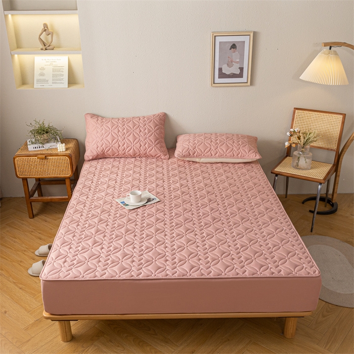 91家纺网 家纺一手货源 找家纺 鑫钰 2023新款A类母婴级大豆夹棉床笠 圆梦-豆沙