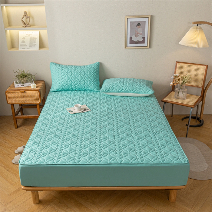 91家纺网 家纺一手货源 找家纺 鑫钰 2023新款A类母婴级大豆夹棉床笠 圆梦-薄荷绿