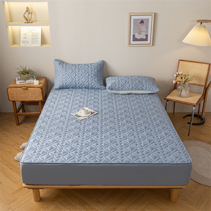 91家纺网 家纺一手货源 找家纺 鑫钰 2023新款A类母婴级大豆夹棉床笠 圆梦-湖蓝