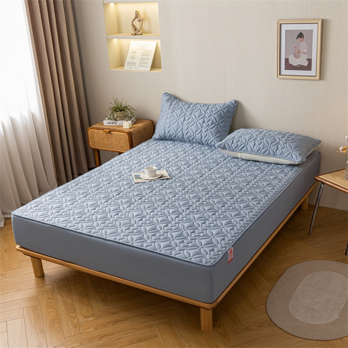 91家纺网 家纺一手货源 找家纺 鑫钰 2023新款A类母婴级大豆夹棉床笠 圆梦-湖蓝