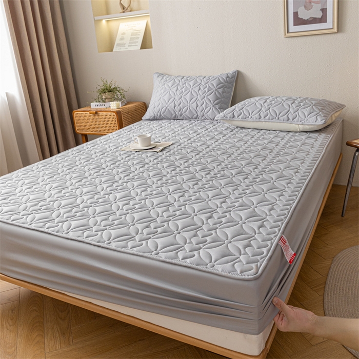 91家纺网 家纺一手货源 找家纺 鑫钰 2023新款A类母婴级大豆夹棉床笠 圆梦-高级灰