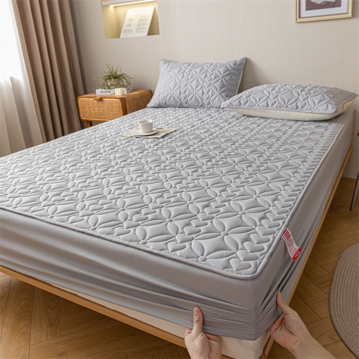 91家纺网 家纺一手货源 找家纺 鑫钰 2023新款A类母婴级大豆夹棉床笠 圆梦-高级灰