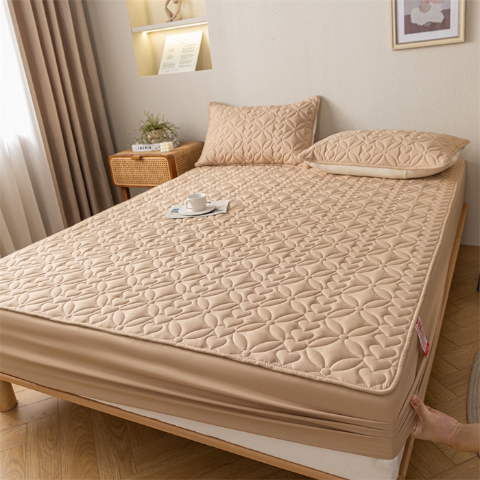 91家纺网 家纺一手货源 找家纺 鑫钰 2023新款A类母婴级大豆夹棉床笠 圆梦-卡其