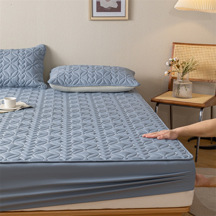 91家纺网 家纺一手货源 找家纺 鑫钰 2023新款A类母婴级大豆夹棉床笠 圆梦-湖蓝