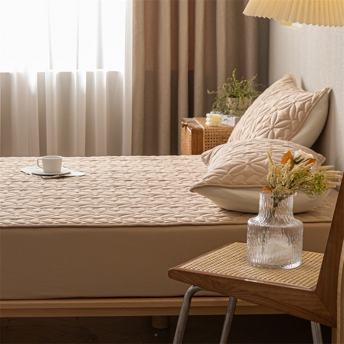 91家纺网 家纺一手货源 找家纺 鑫钰 2023新款A类母婴级大豆夹棉床笠 圆梦-卡其