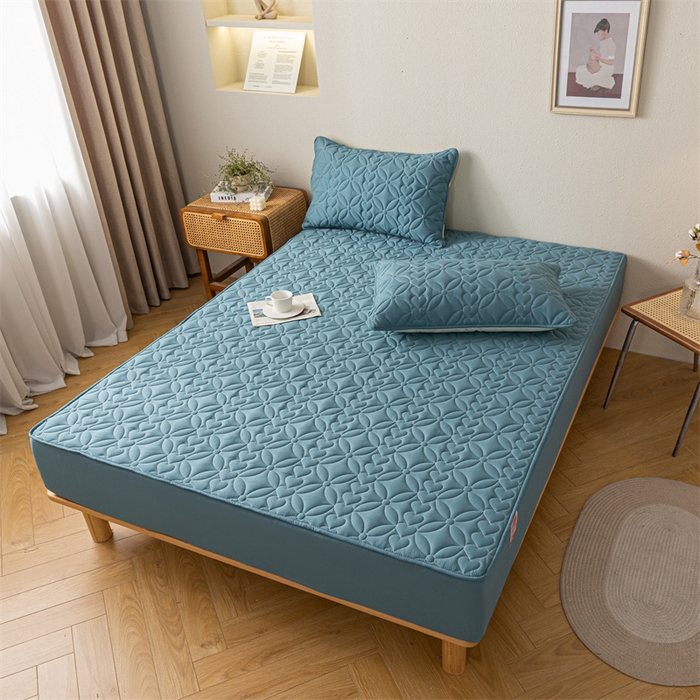 91家纺网 家纺一手货源 找家纺 鑫钰 2023新款A类母婴级大豆夹棉床笠 圆梦-清澈蓝