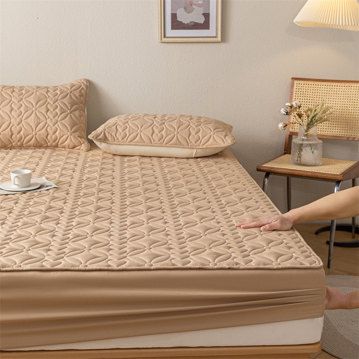 91家纺网 家纺一手货源 找家纺 鑫钰 2023新款A类母婴级大豆夹棉床笠 圆梦-卡其