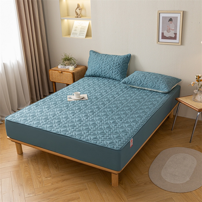 91家纺网 家纺一手货源 找家纺 鑫钰 2023新款A类母婴级大豆夹棉床笠 圆梦-清澈蓝