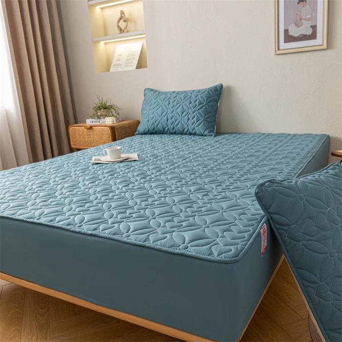 91家纺网 家纺一手货源 找家纺 鑫钰 2023新款A类母婴级大豆夹棉床笠 圆梦-清澈蓝