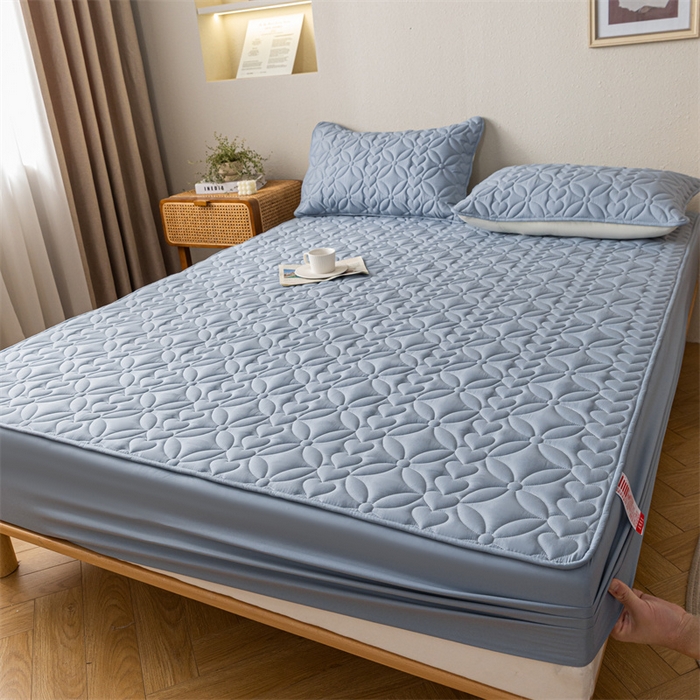 91家纺网 家纺一手货源 找家纺 鑫钰 2023新款A类母婴级大豆夹棉床笠 圆梦-湖蓝