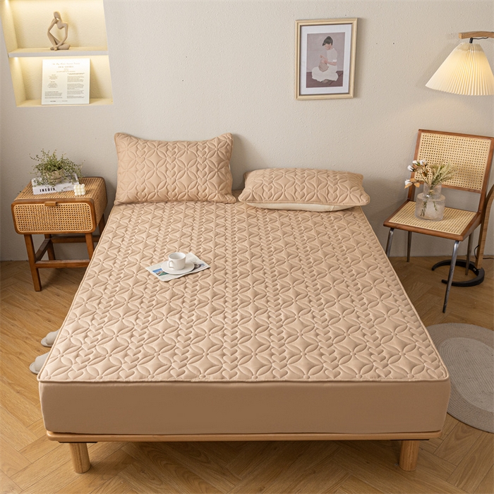 91家纺网 家纺一手货源 找家纺 鑫钰 2023新款A类母婴级大豆夹棉床笠 圆梦-卡其