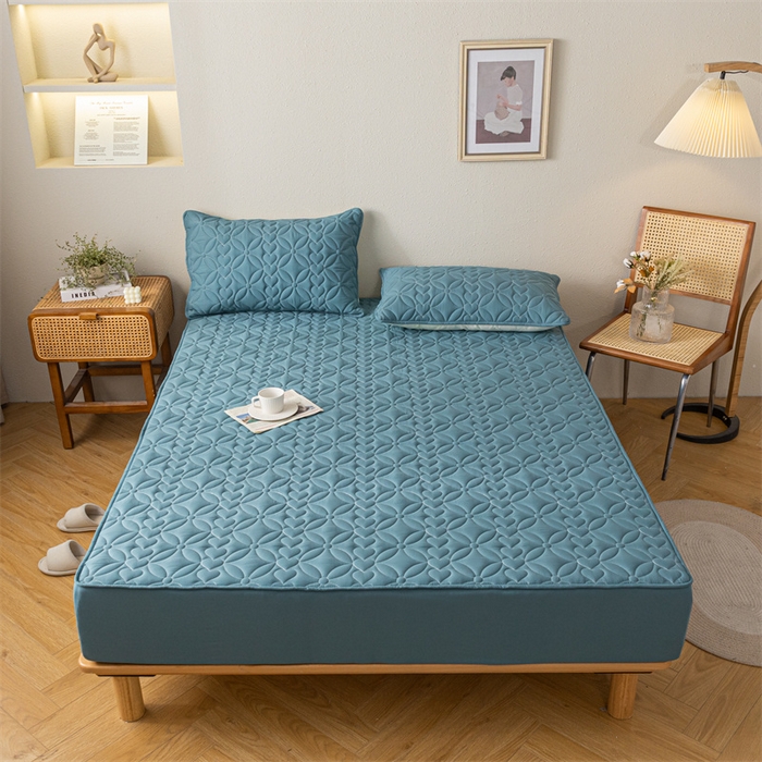 91家纺网 家纺一手货源 找家纺 鑫钰 2023新款A类母婴级大豆夹棉床笠 圆梦-清澈蓝