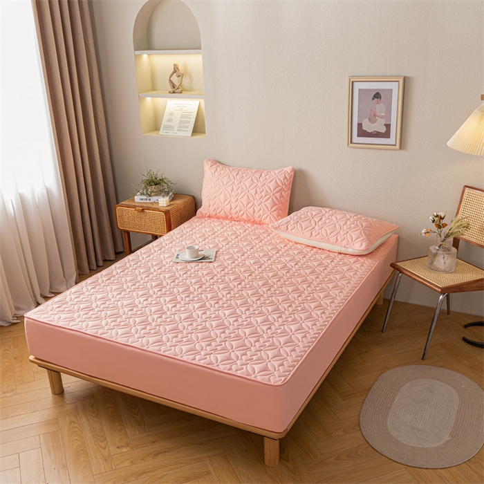 91家纺网 家纺一手货源 找家纺 鑫钰 2023新款A类母婴级大豆夹棉床笠 圆梦-樱桃粉