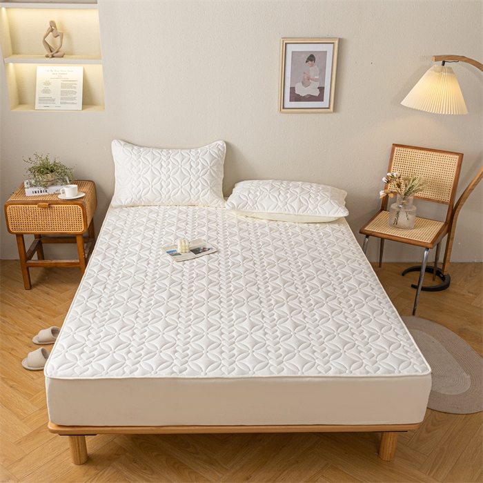 91家纺网 家纺一手货源 找家纺 鑫钰 2023新款A类母婴级大豆夹棉床笠 圆梦-优雅白