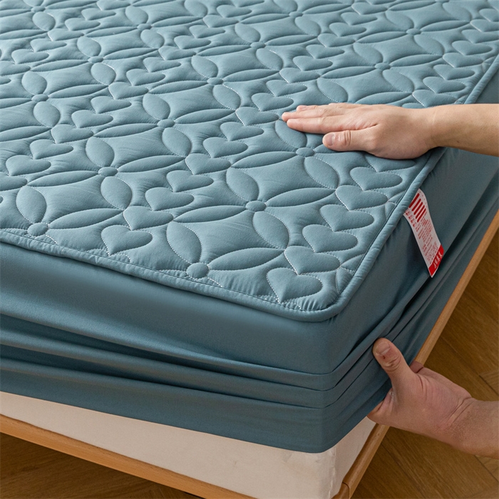 91家纺网 家纺一手货源 找家纺 鑫钰 2023新款A类母婴级大豆夹棉床笠 圆梦-清澈蓝