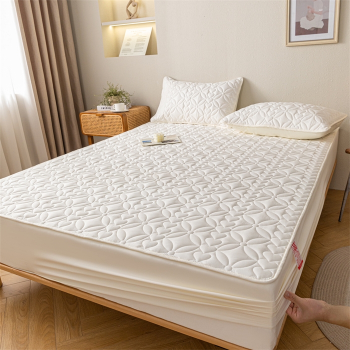 91家纺网 家纺一手货源 找家纺 鑫钰 2023新款A类母婴级大豆夹棉床笠 圆梦-优雅白