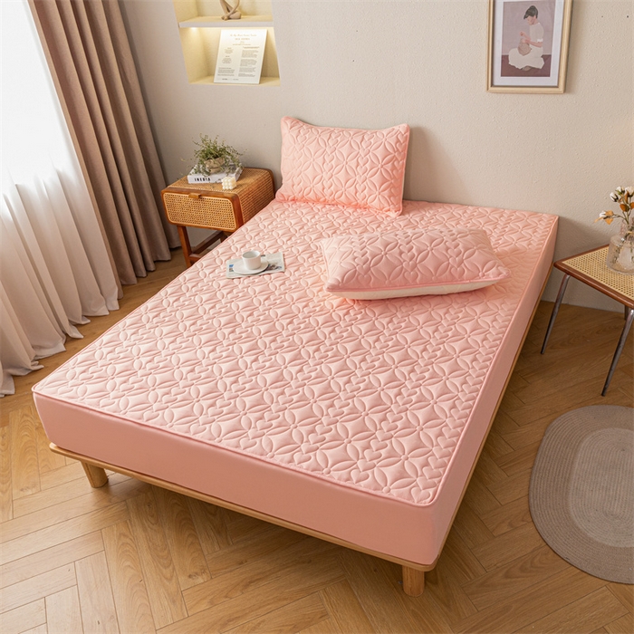 91家纺网 家纺一手货源 找家纺 鑫钰 2023新款A类母婴级大豆夹棉床笠 圆梦-樱桃粉