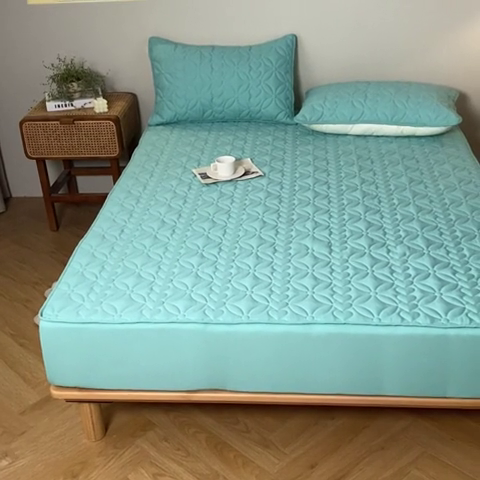 91家纺网 家纺一手货源 找家纺 鑫钰 2023新款A类母婴级大豆夹棉床笠 圆梦-薄荷绿