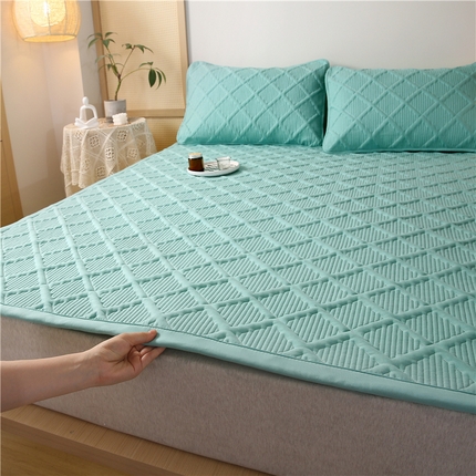 91家纺网 家纺一手货源 找家纺 东宇 2023新款纯色A类原棉大豆棉床垫床褥榻榻米软垫子 水绿