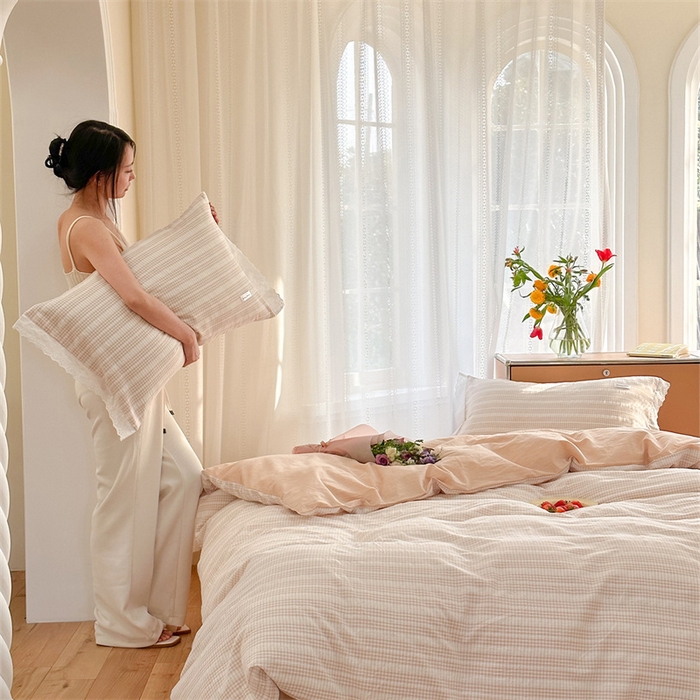 91家纺网 家纺一手货源 找家纺 洋铭区 2023新款小迷你系列四件套 小迷你杏1