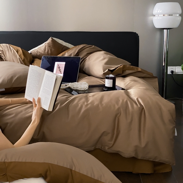 91家纺网 家纺一手货源 找家纺 （总）梦享生活家居 2023新款100支长绒棉贡缎双拼四件套