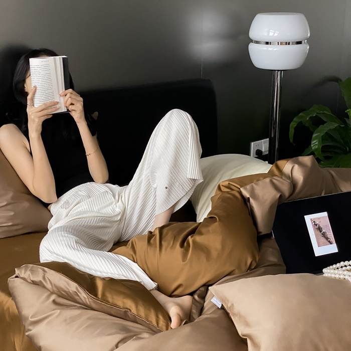 91家纺网 家纺一手货源 找家纺 （总）梦享生活家居 2023新款100支长绒棉贡缎双拼四件套