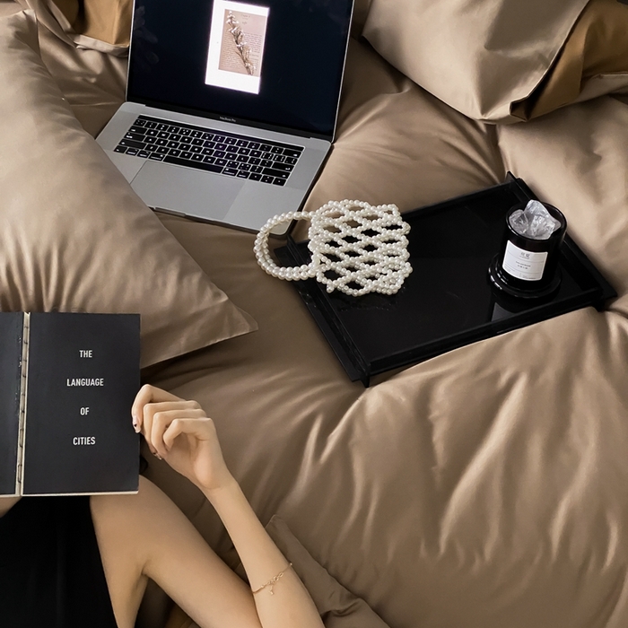 91家纺网 家纺一手货源 找家纺 （总）梦享生活家居 2023新款100支长绒棉贡缎双拼四件套