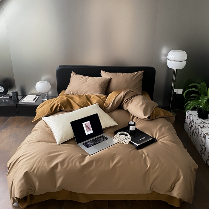 91家纺网 家纺一手货源 找家纺 （总）梦享生活家居 2023新款100支长绒棉贡缎双拼四件套