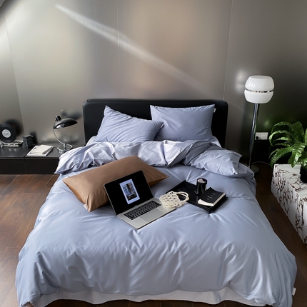 梦享生活家居 2023新款100支长绒棉贡缎双拼四件套 神秘蓝