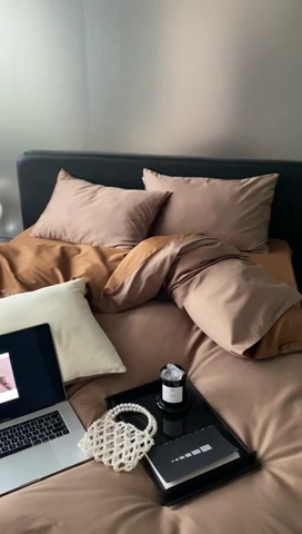 91家纺网 家纺一手货源 找家纺 （总）梦享生活家居 2023新款100支长绒棉贡缎双拼四件套