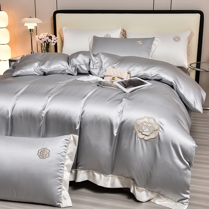 91家纺网 家纺一手货源 找家纺 总）首尔 2023新款【100S天丝-小希系列】冰丝水洗真丝天丝四件套