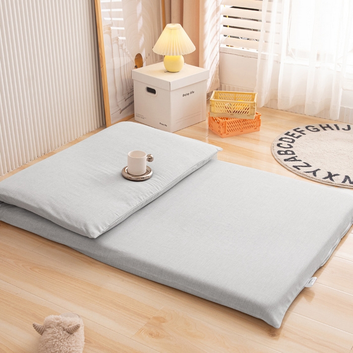 91家纺网 家纺一手货源 找家纺 凌云家纺 2025年新款彩棉床垫套 新浅灰