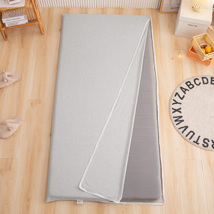 91家纺网 家纺一手货源 找家纺 凌云家纺 2025年新款彩棉床垫套 新浅灰