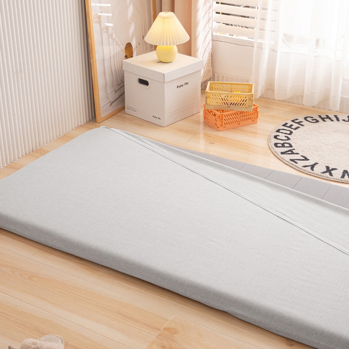 91家纺网 家纺一手货源 找家纺 凌云家纺 2025年新款彩棉床垫套 新浅灰